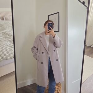 Double-Breasted Gray Pea Coat